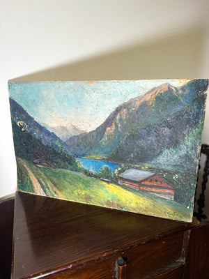 Vintage oil painting landscape by Paul Keufer