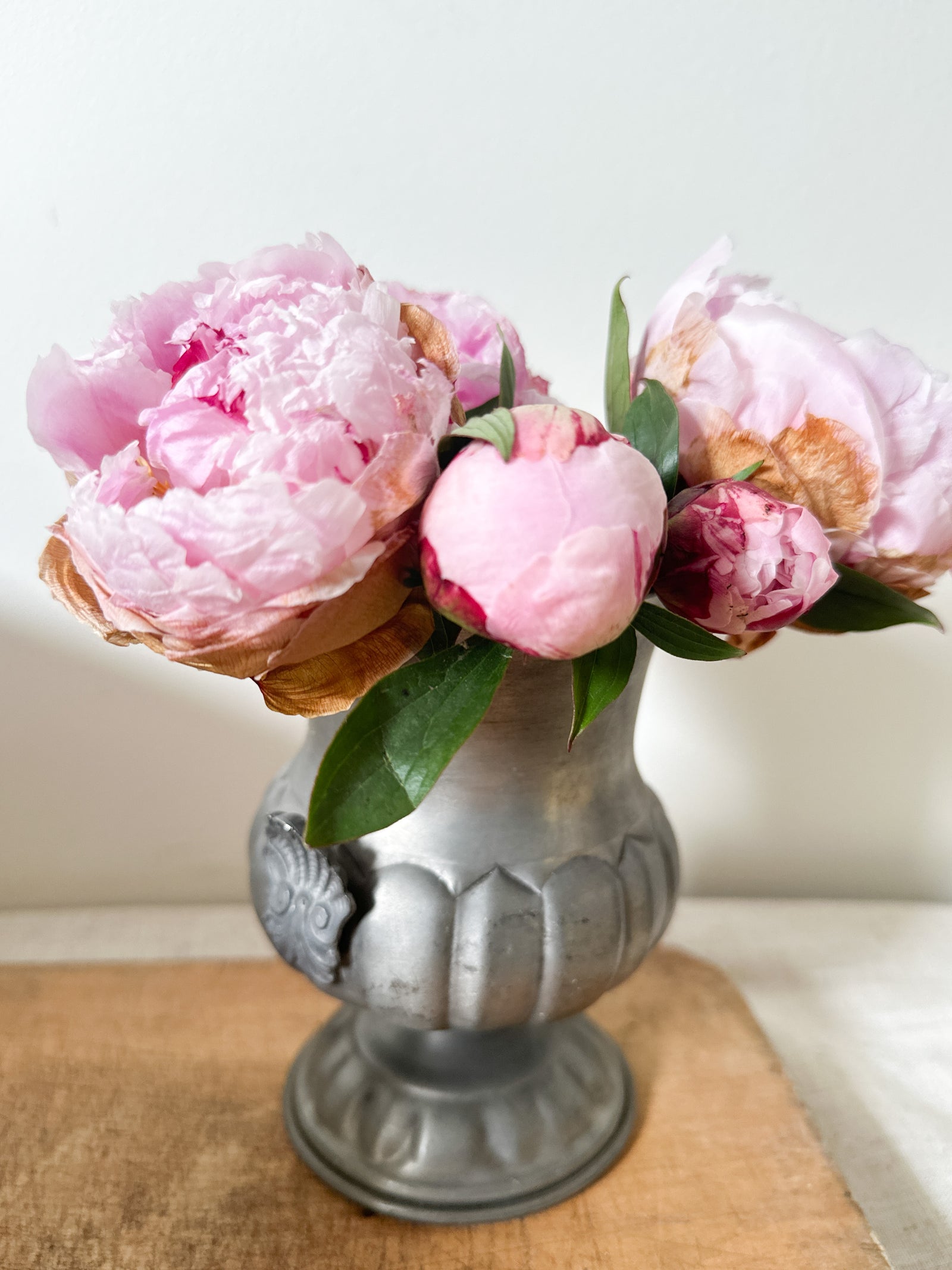 Pewter style goblet vase