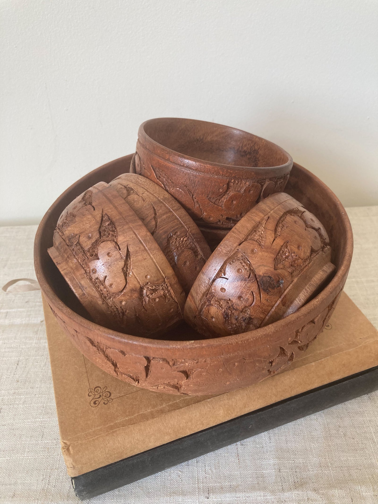 Set of Indian wooden bowls