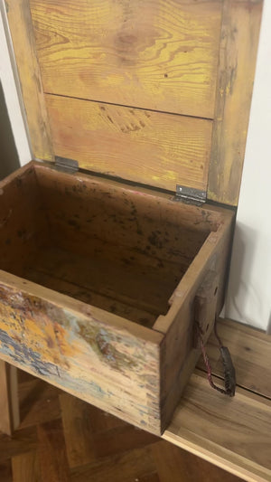 Vintage wooden blue storage chest
