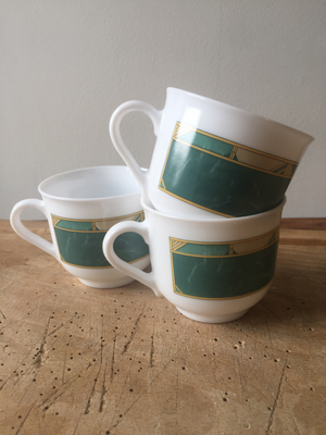 Arcopal Cortina white and green cups