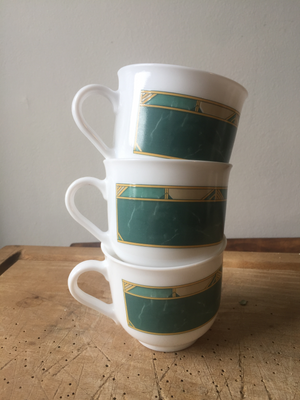 Arcopal Cortina white and green cups