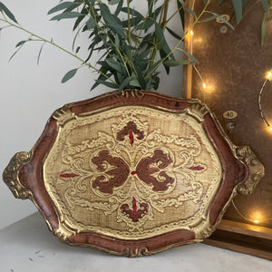 Brown and gold Florentine tray