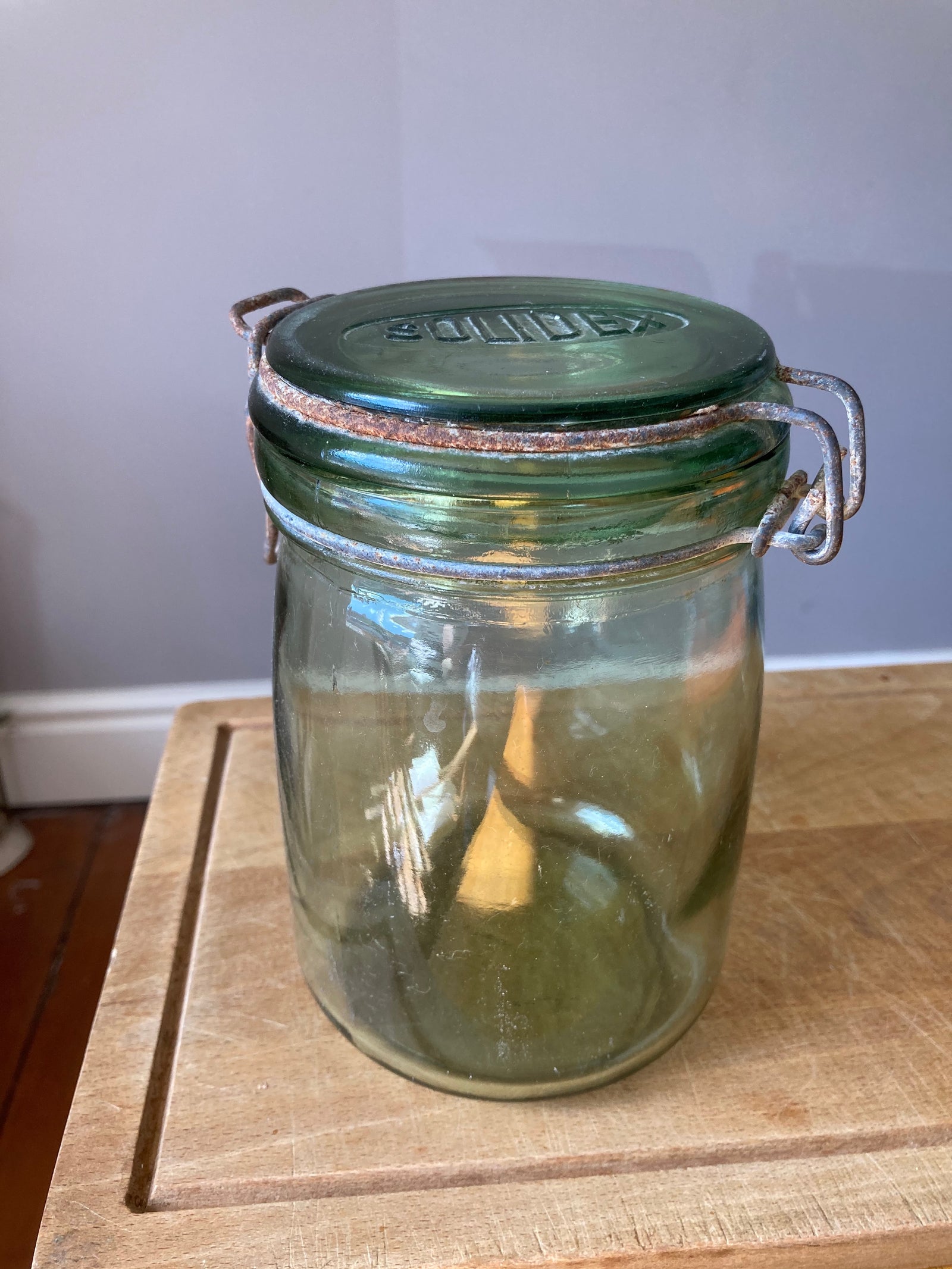 Solidex Green Glass Canning Jar 3/4 Litre