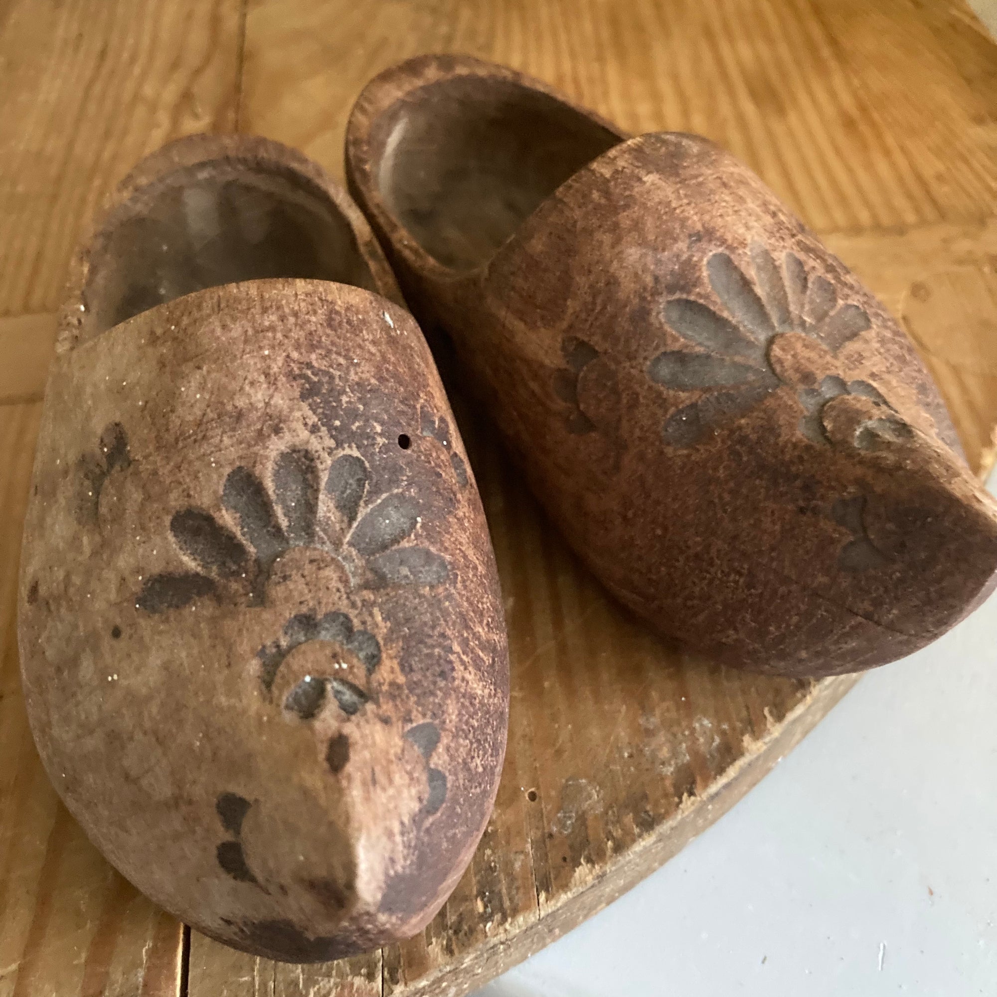 Pair of vintage mini wooden clogs