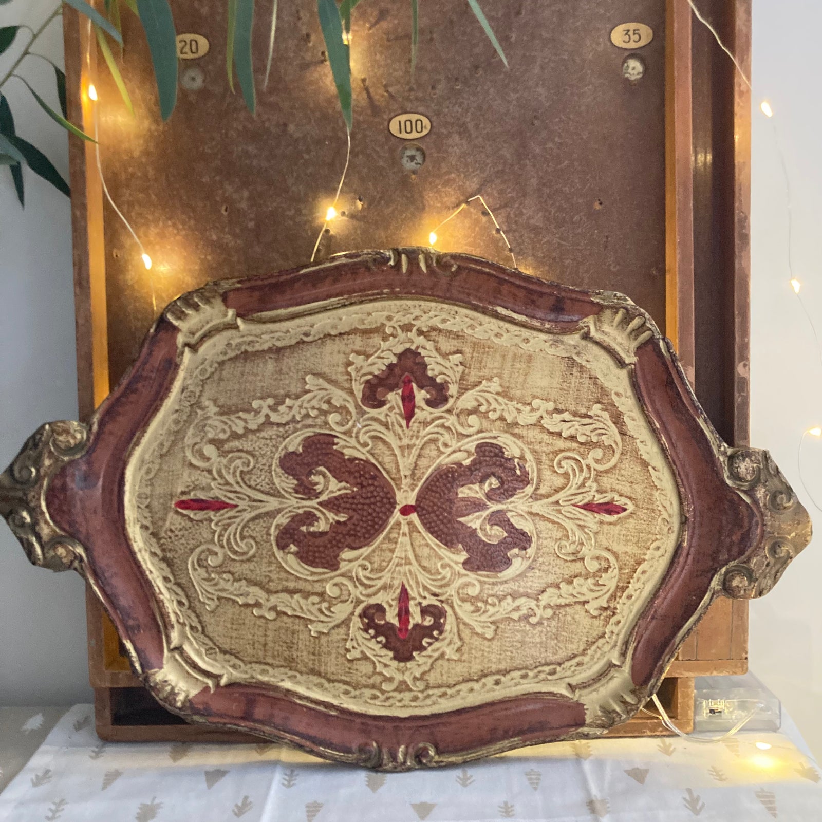 Brown and gold Florentine tray