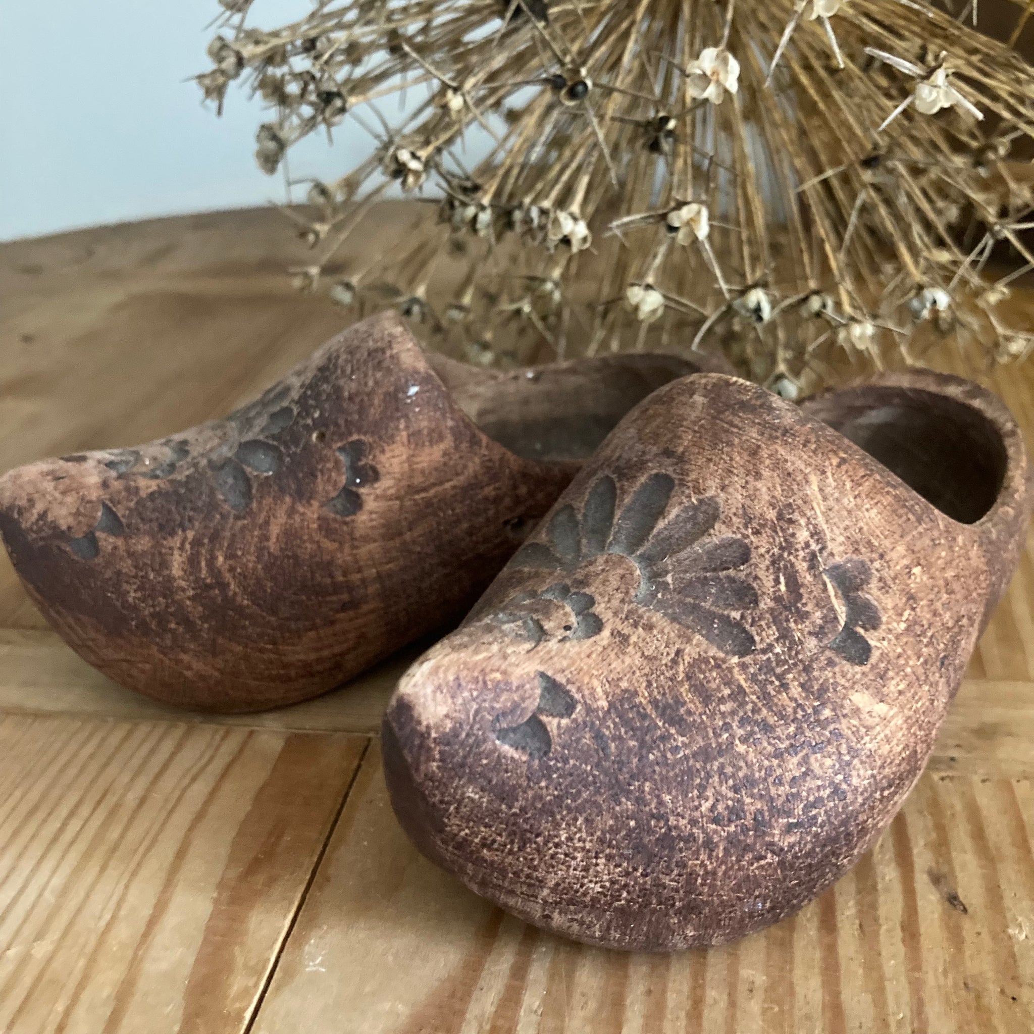 Pair of vintage mini wooden clogs Considered Living UK