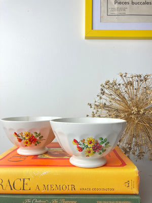 Set of two floral French cafe au lait bowls