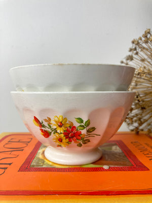 Set of two floral French cafe au lait bowls