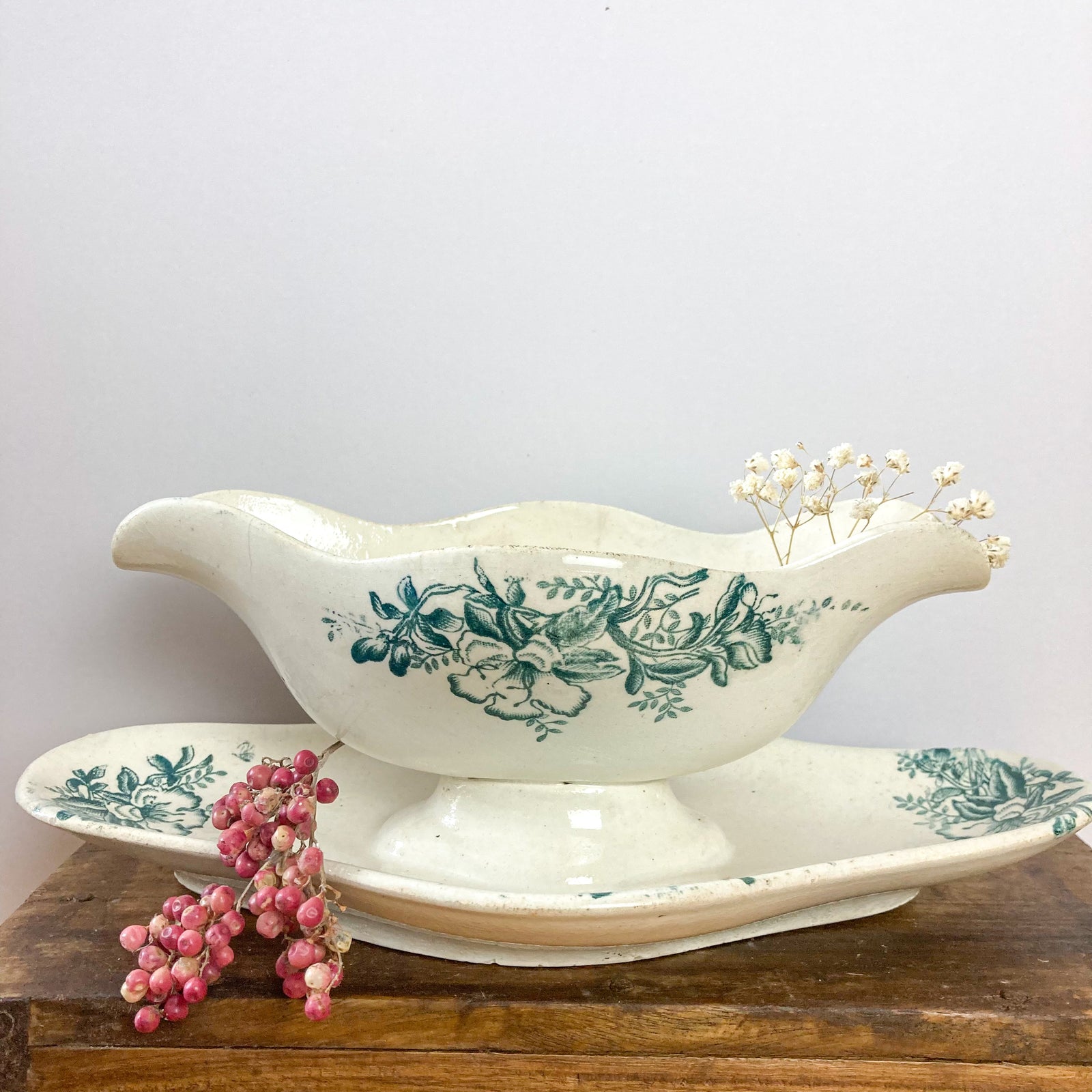 Antique ironstone sauce boat