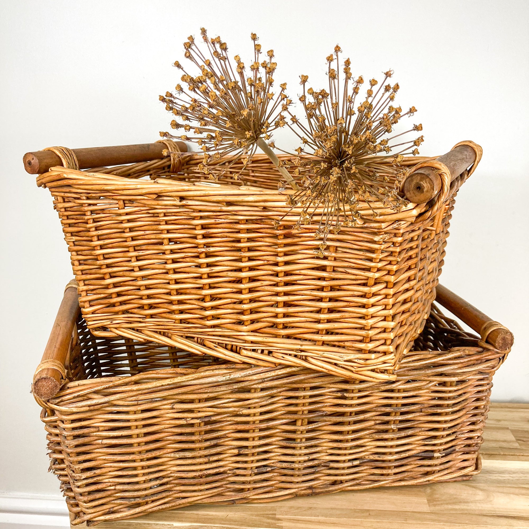 Rattan Linen Basket with Handles