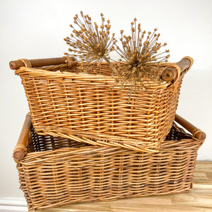 Rattan Linen Basket with Handles