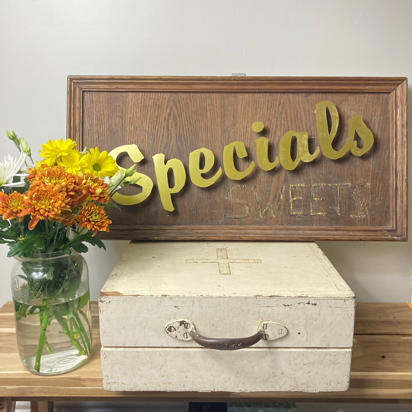 Vintage wooden shop sign